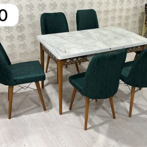 Table à  manger 6 Places EXTENSIBLE 80X130/80X170 Pied en bois Couleure Verte MOUST-B60